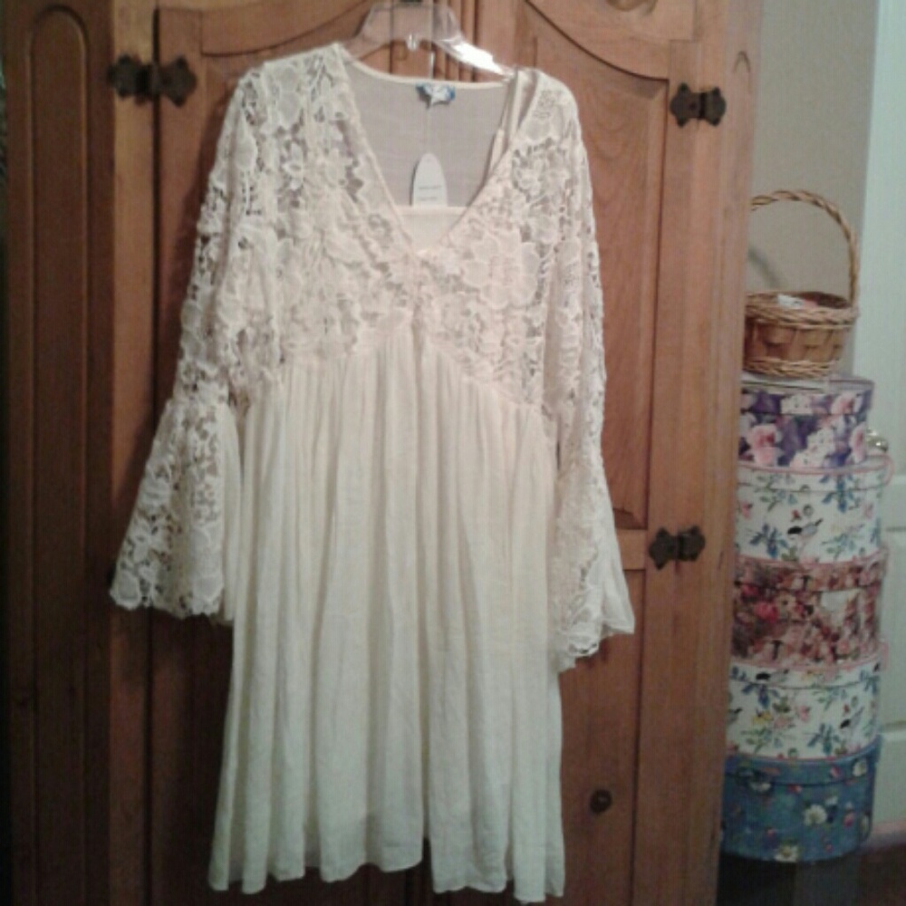 Boho gauze & Lace Dress